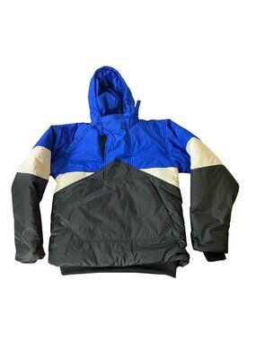 NWT Adidas Originals Luxe Puffer Jacket Colorblock Pullover Blue Black Small